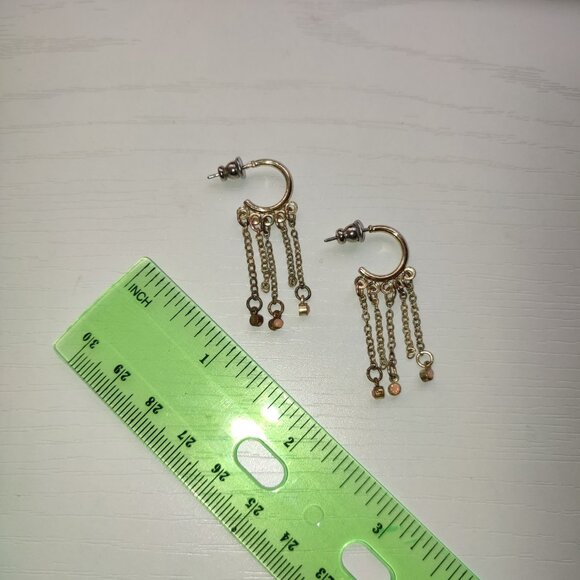 Vintage Golden Earrings with Pink Stones Old Studs - Picture 4 of 6